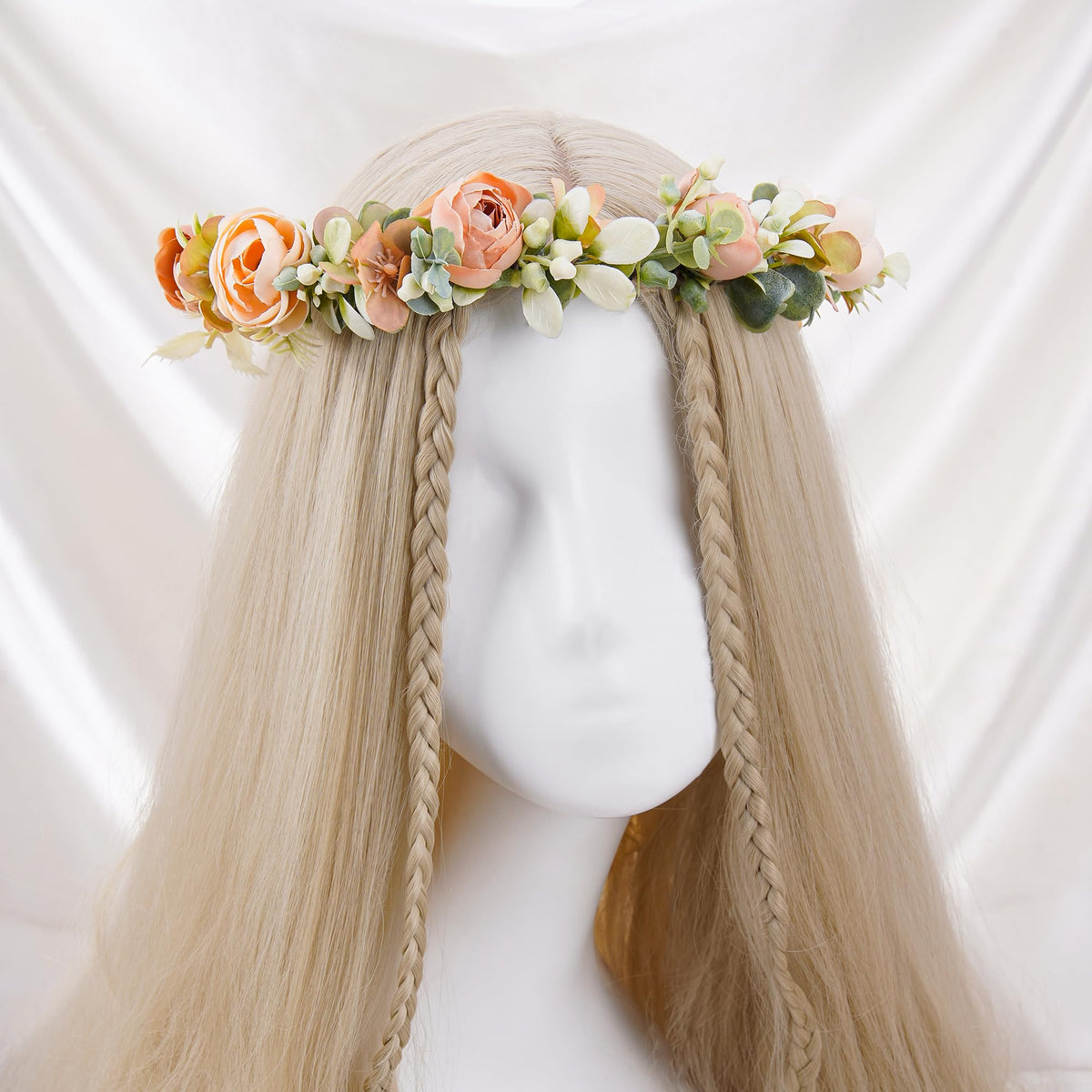 KorViSHOW flower crown with adjustable ribbon, comfy for long celebrations.