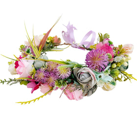 KorViSHOW Fairy Forest Crown closeup showing delicate artificial blooms for woodland charm.