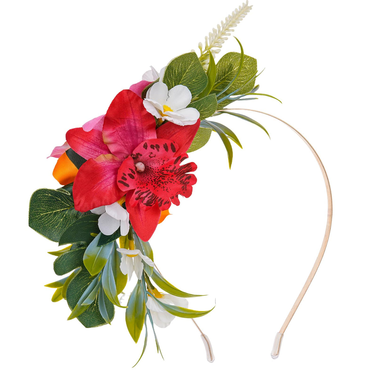 KorViSHOW Hawaiian flower crown with silk flowers for tropical party styling.