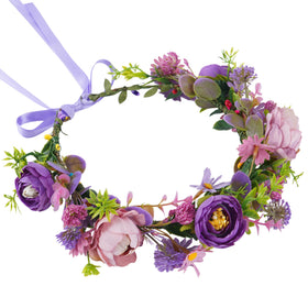 KorViSHOW purple flower crown headband for weddings and festivals.