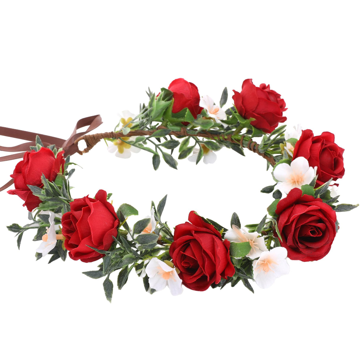 KorViSHOW Rose Hair Flower Crown front detail, elegant petals for romantic wedding styling