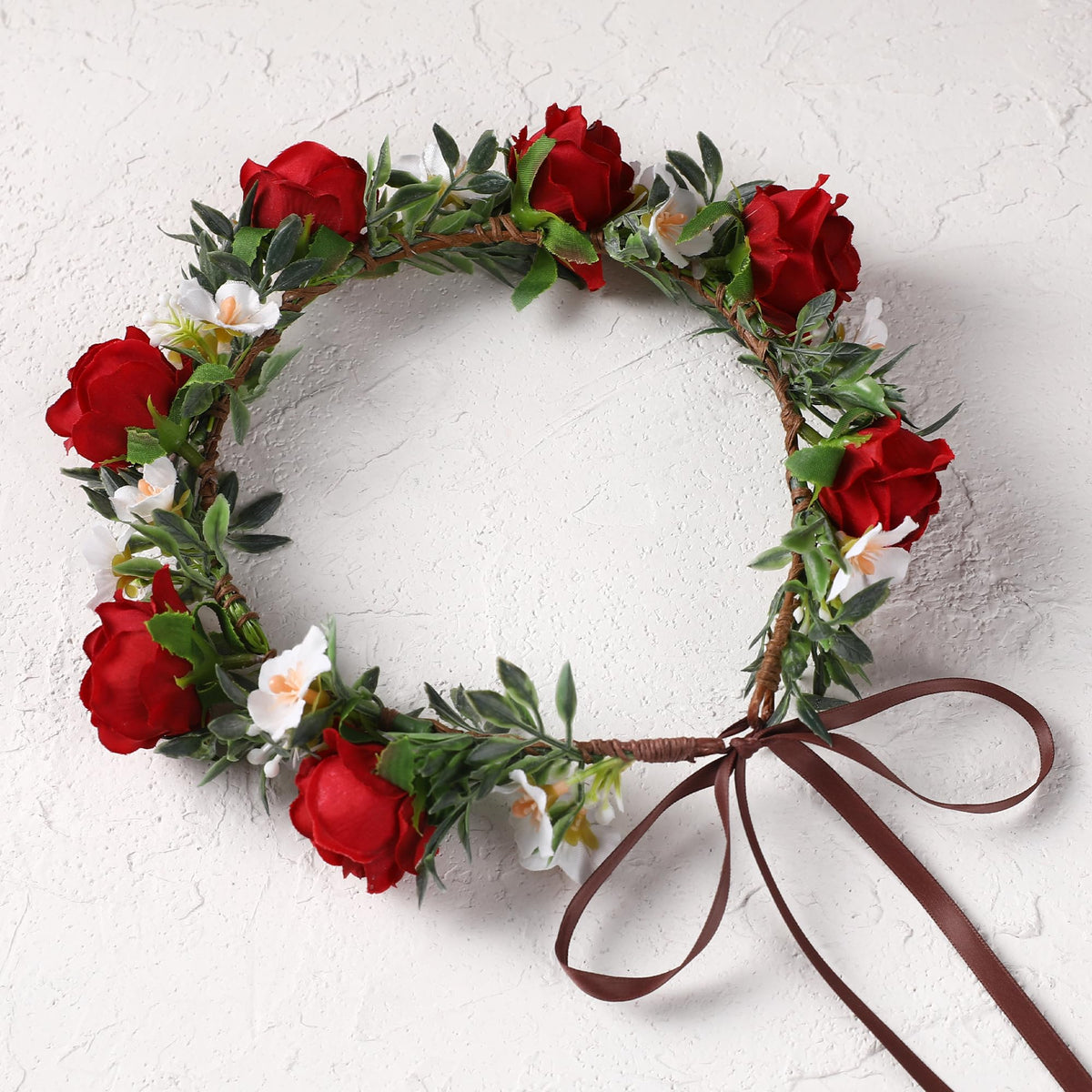 KorViSHOW Rose Hair Flower Crown with dress, versatile for party nights