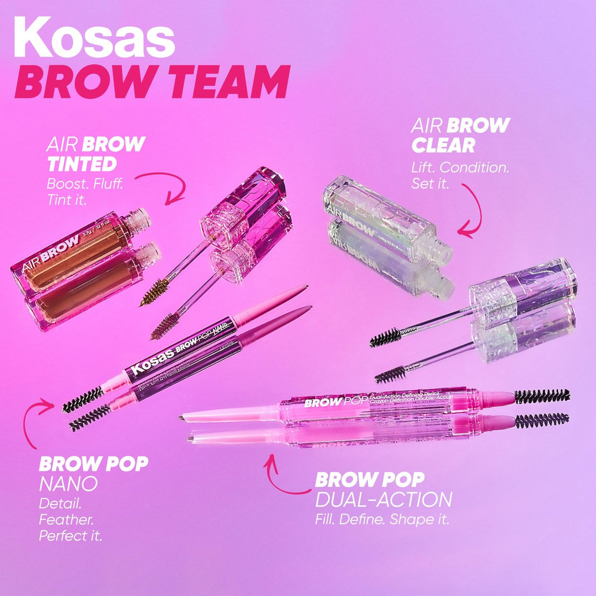 Kosas Air Brow before-and-after close-up reveals natural-looking fullness.