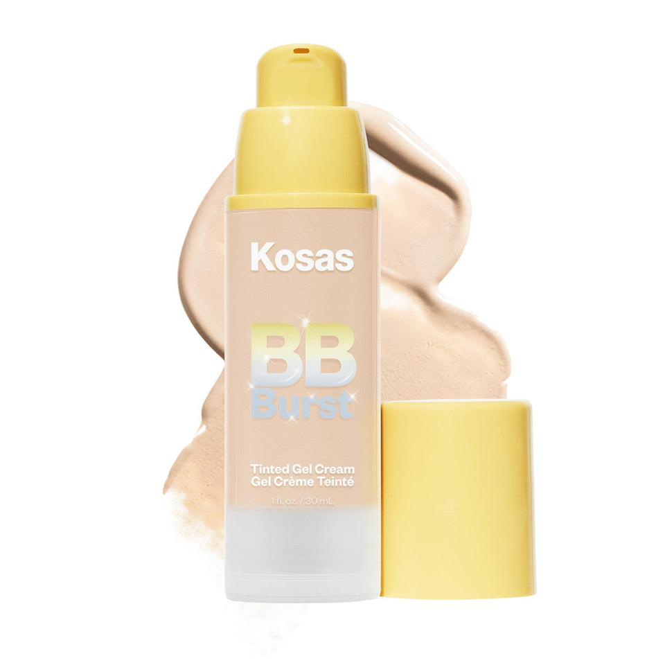 Kosas BB Burst tinted gel cream bottle close-up showing hydrating, buildable coverage.