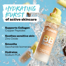 Kosas BB Burst close-up texture shows dewy, smooth finish.