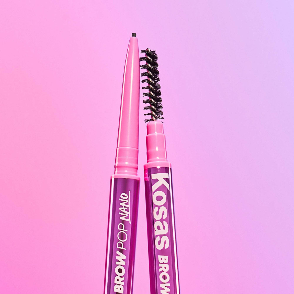 Kosas Brow Pop Nano eyebrow pencil offers buildable color for soft definition.