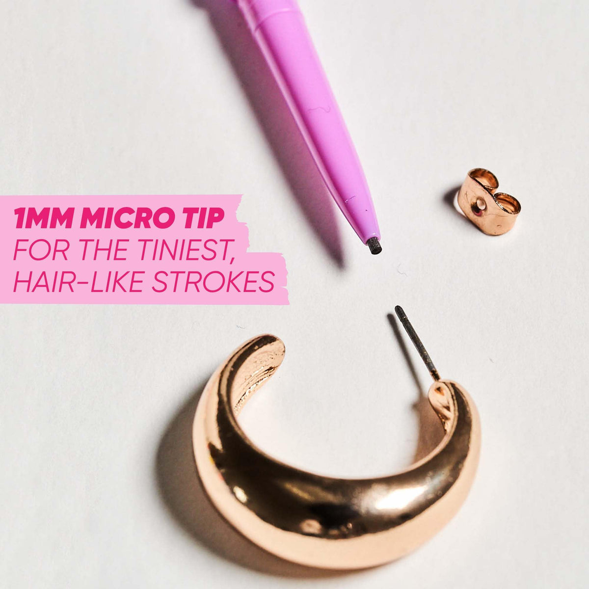 Kosas Brow Pop Nano eyebrow pencil formula resists water and smudging for all-day wear.
