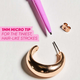 Kosas Brow Pop Nano eyebrow pencil formula resists water and smudging for all-day wear.