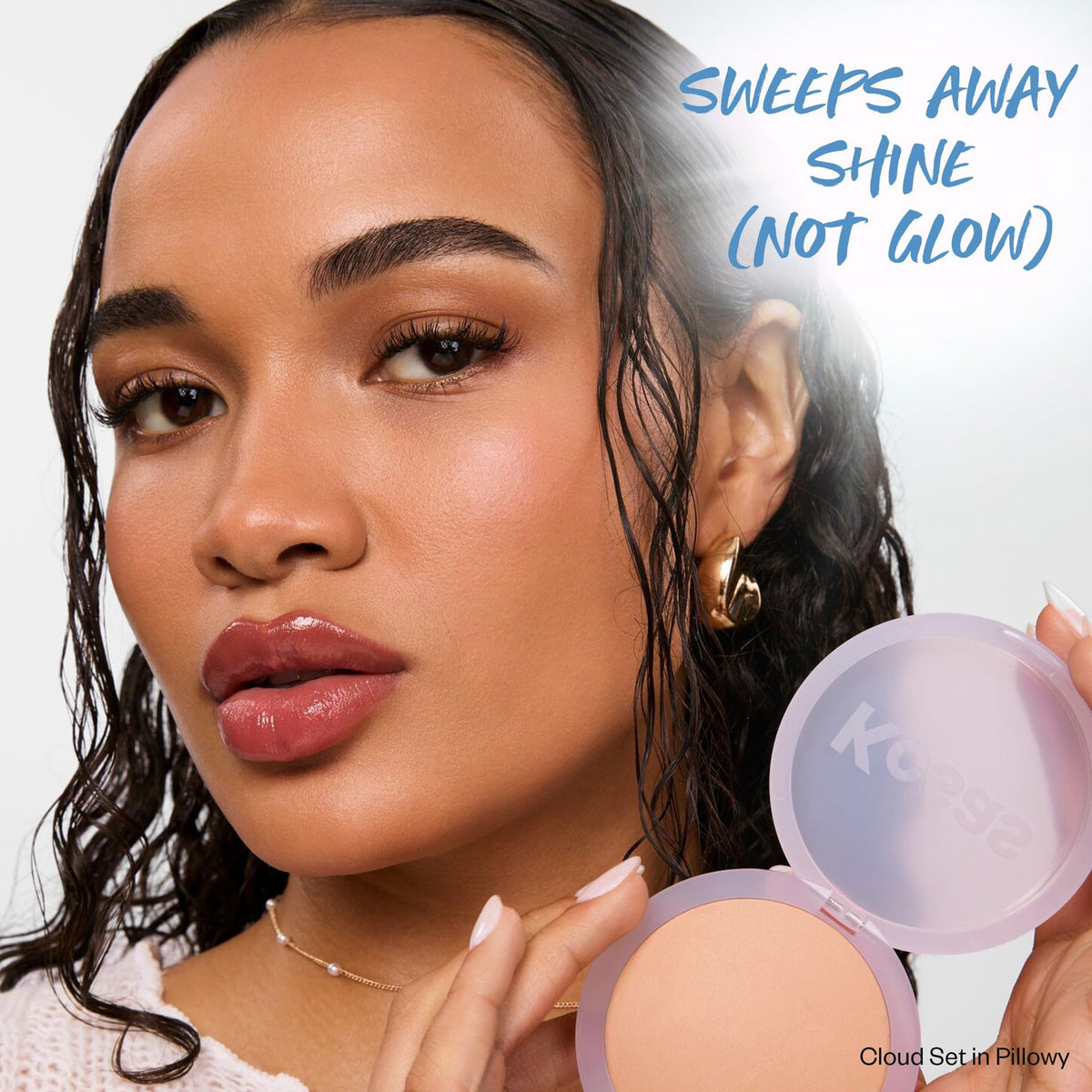 Kosas Cloud Set pressed powder creates a soft matte finish on skin