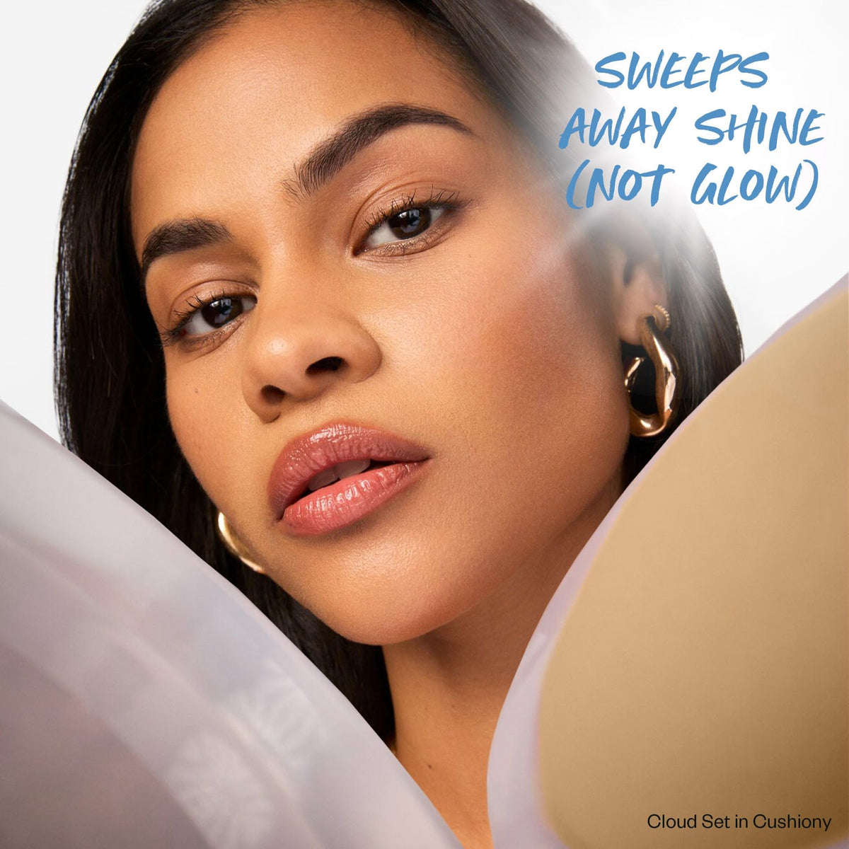 Kosas Cloud Set brush application shows light, even coverage.