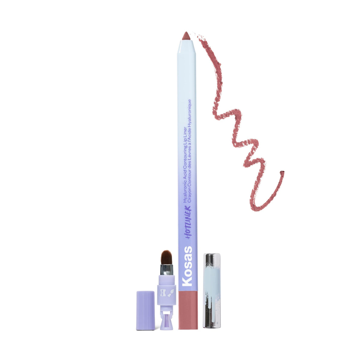 Kosas Hotliner lip liner with built-in sharpener and brush for precise definition.