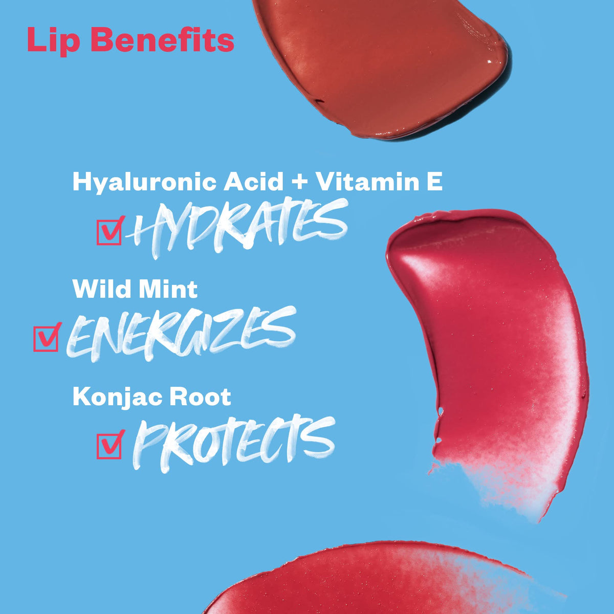 Kosas Lipfuel balm texture closeup highlights smooth glide and hydration.