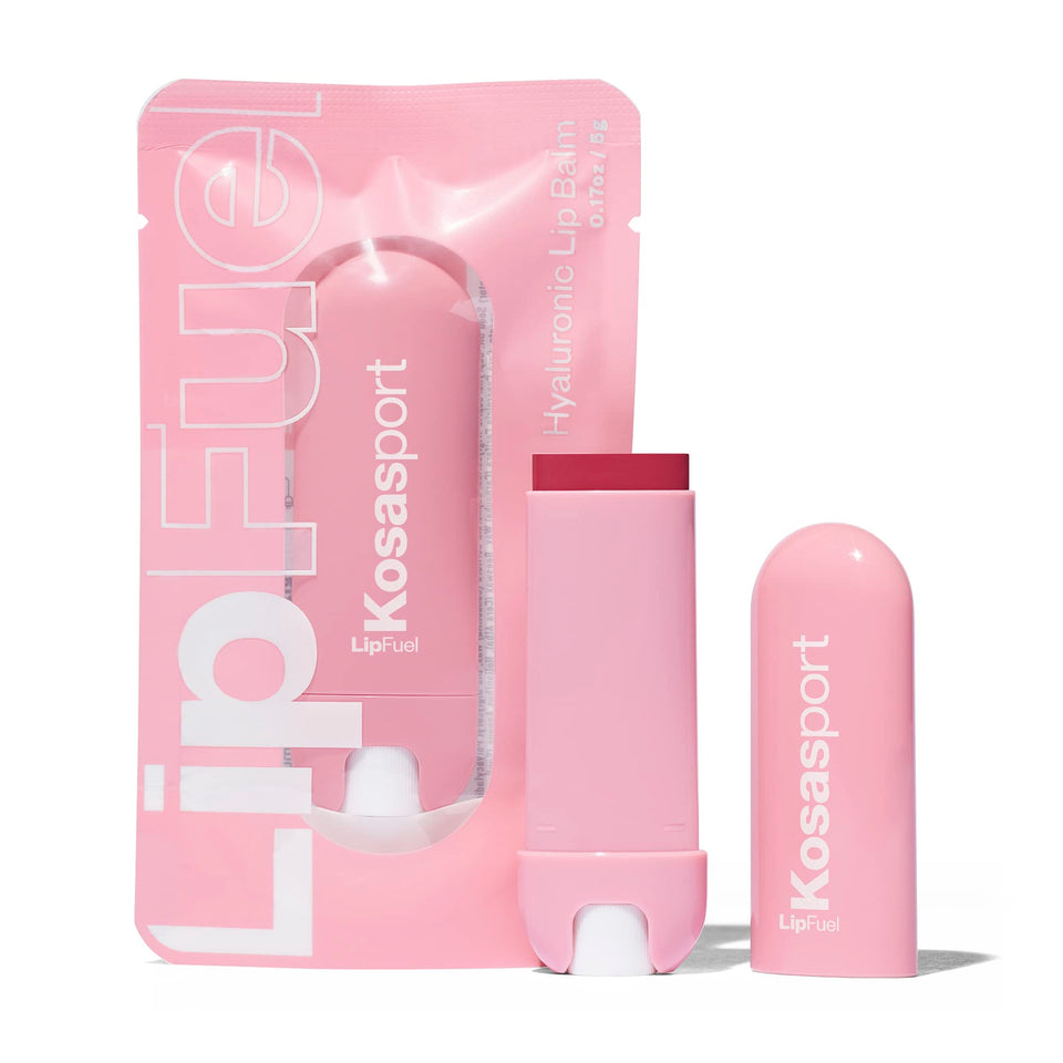 Kosas Lipfuel lip balm in slim packaging for on-the-go hydration and easy application.