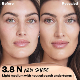 Kosas Revealer Concealer being applied with brush for buildable coverage.