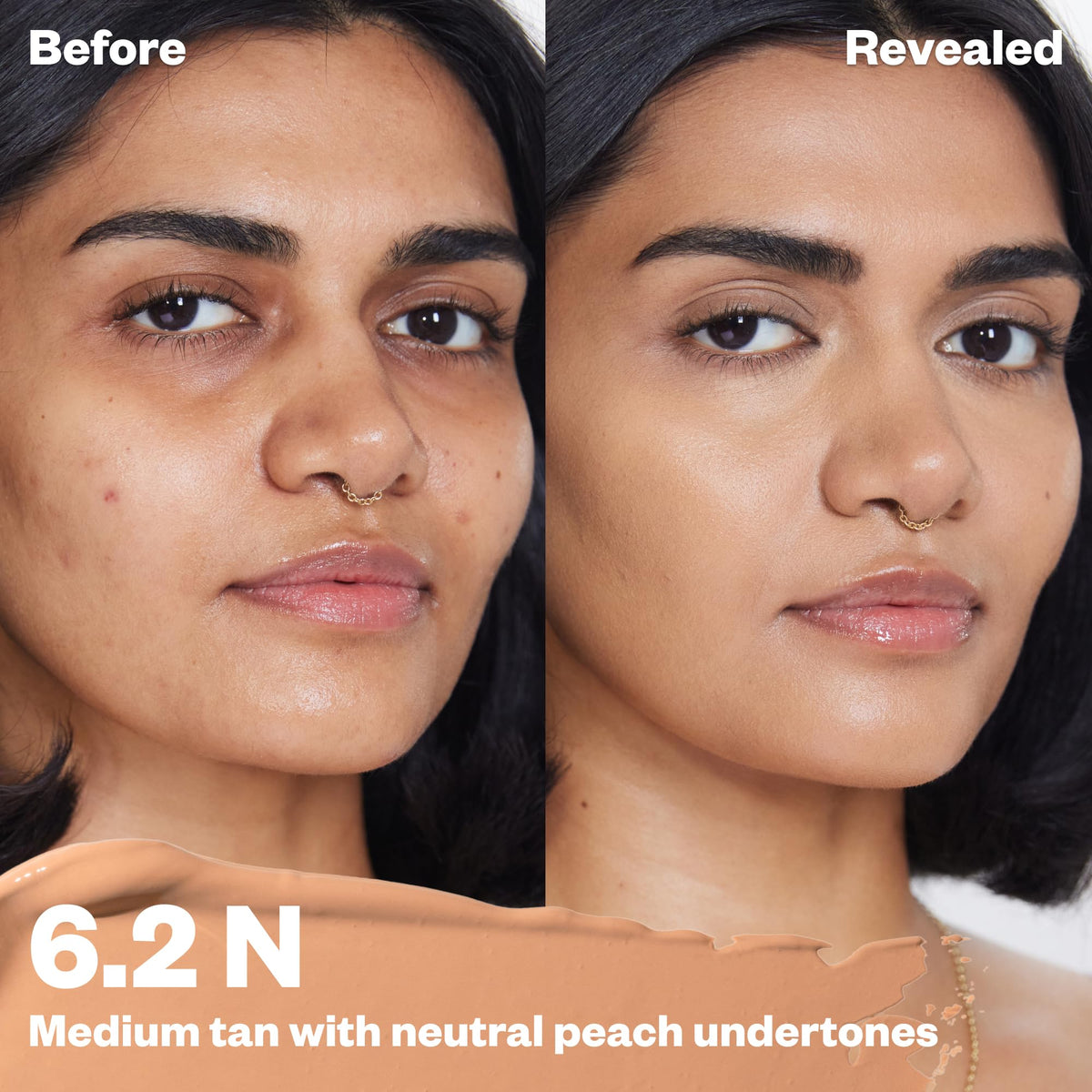Kosas Revealer Concealer swatch on skin demonstrates medium coverage with brightness.