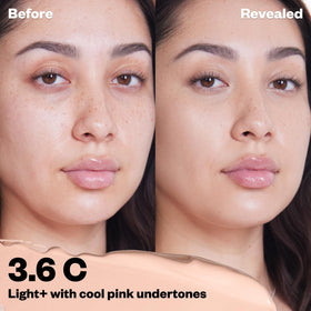Kosas Revealer Concealer swatch Tone 3.6 C showing natural coverage.