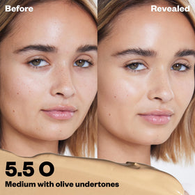 Kosas Revealer Concealer shade 5.5 O swatch shows natural, hydrated coverage