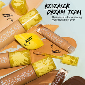 Kosas Revealer packaging box for compact storage and travel-friendly use.