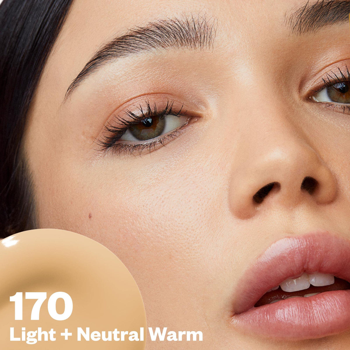 Kosas Revealer shade 170 swatch shows warm neutral undertone for even tone.