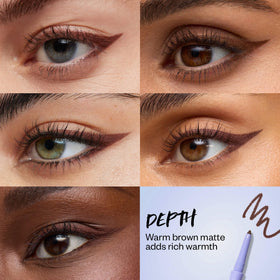 Kosas Soulgazer Depth warm brown swatch previews rich color payoff