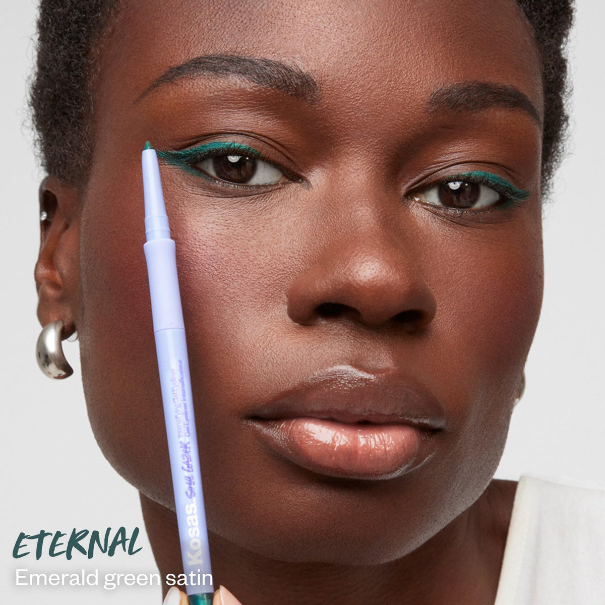 Kosas Soulgazer retractable eyeliner with built-in sharpener for precise on-the-go application.