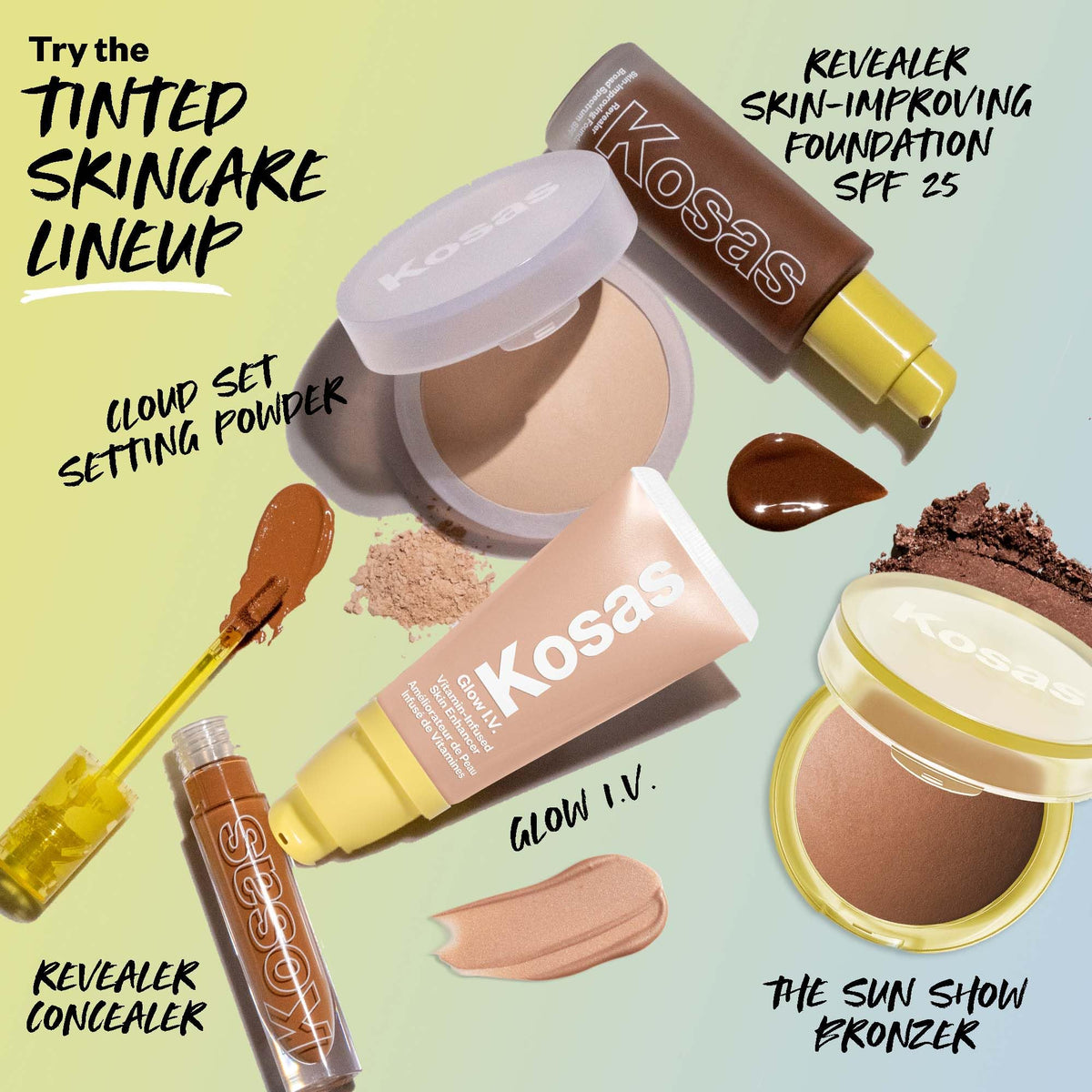 Kosas Sun Show Glowy Warmth Escape swatch illustrates the soft warmth for golden hour glow.
