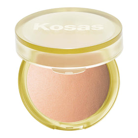 Kosas Sun Show Glowy Warmth Tropic compact closeup highlighting creamy, hydrating bronzer texture.