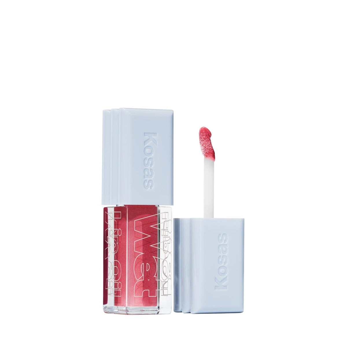 Kosas Wet Lip Oil Gloss bottle swirl shows hydrating shine for plush lips