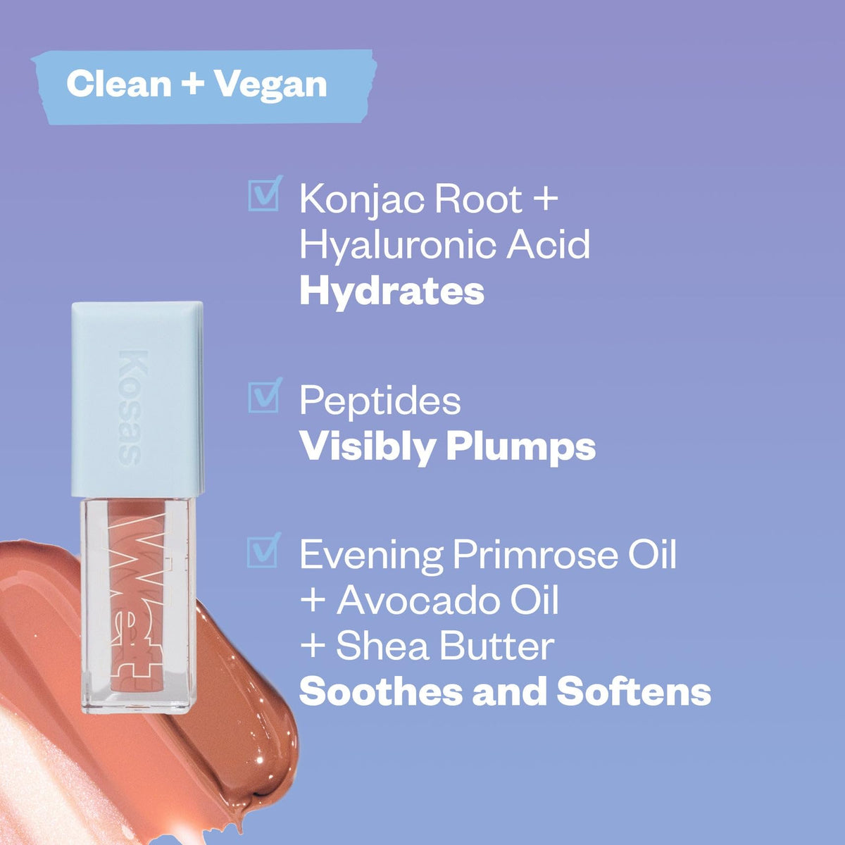 Soft lips with Kosas Wet Lip Oil Gloss in a closeout pout