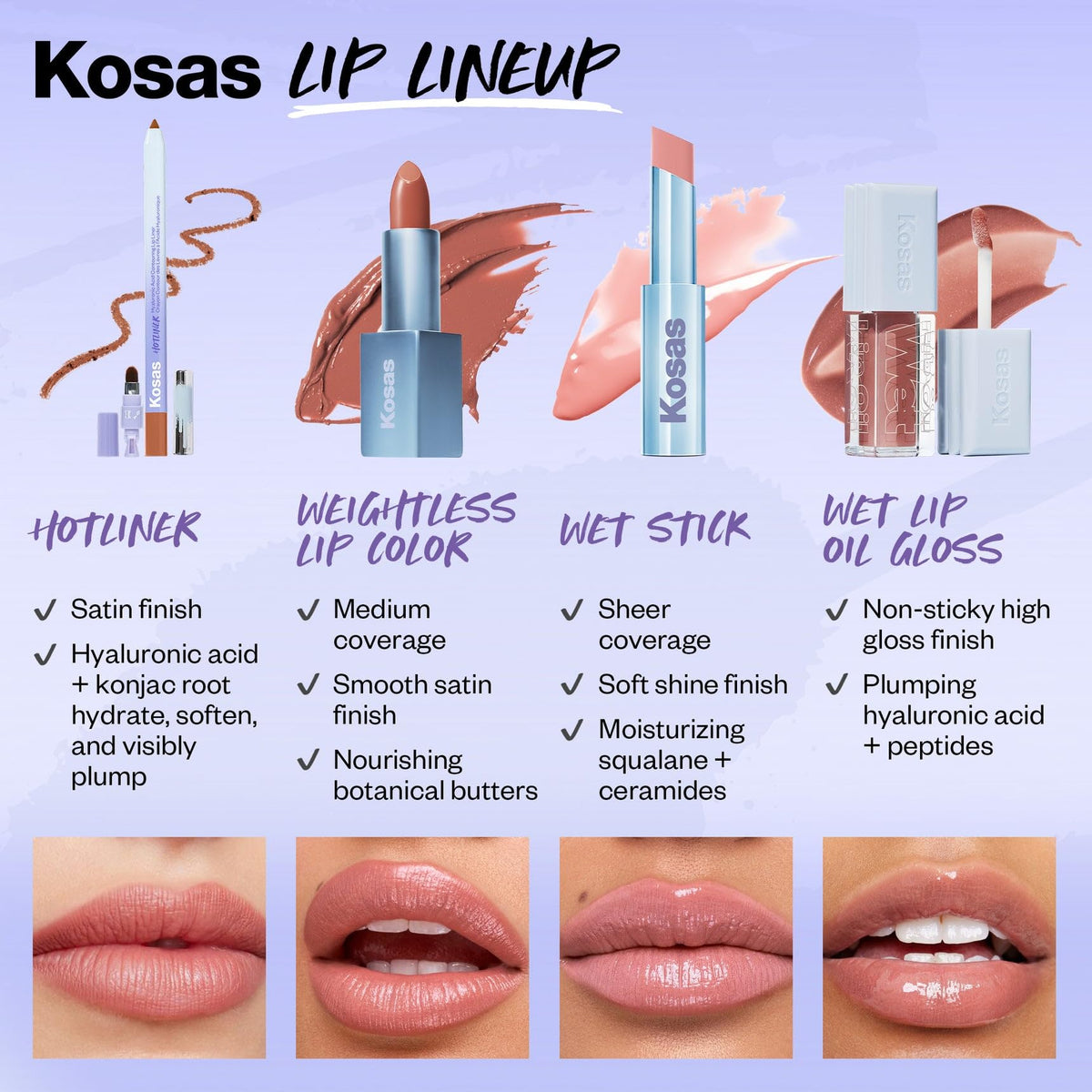 Compact Kosas Wet Lip Oil Gloss packaging for on-the-go use