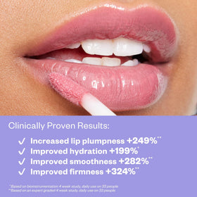 Close-up of Kosas Wet Lip Oil Gloss sheer color on lips