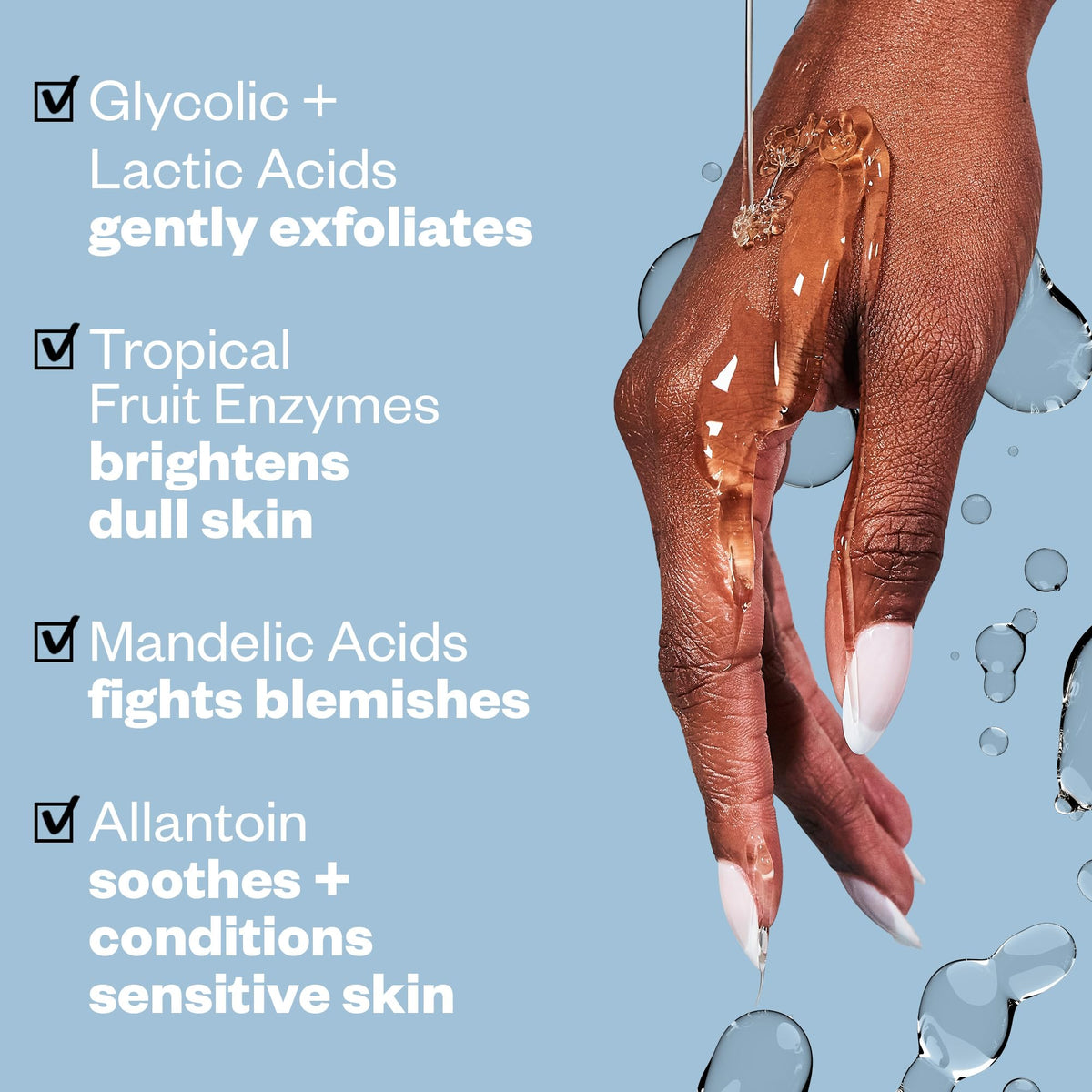 Kosasport acid blend graphic highlights glycolic, lactic, mandelic acids