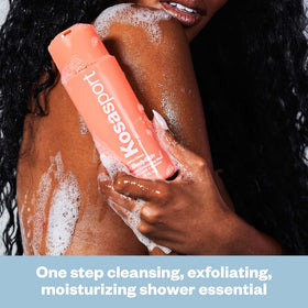 Close-up Kosasport lather demonstrates gentle exfoliation