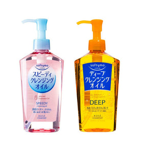 Kose Softymo Speedy Cleansing Oil bottle pump provides fast makeup removal with no greasy residue.