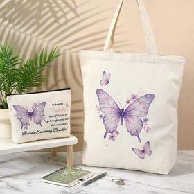 Kosiz butterfly gift canvas bag shows durable material for travel and work.