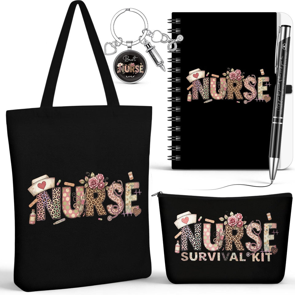Kosiz Nurse Gifts cosmetic bag design with leopard print for easy makeup storage on busy shifts