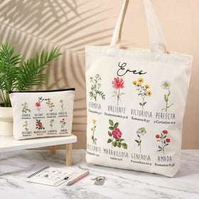 Kosiz canvas bag featuring botanical motif for errands and tote use.