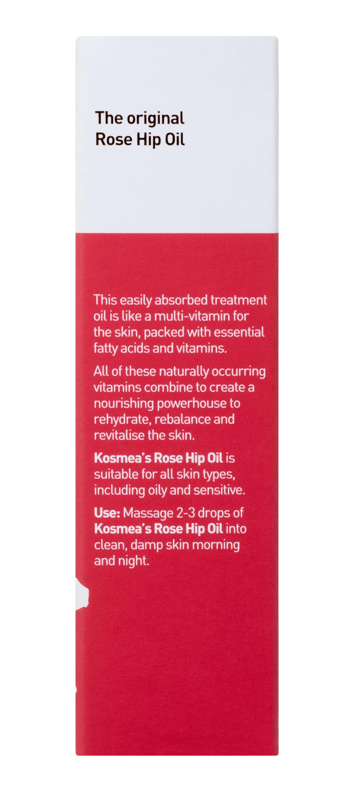 Kosmea Rosehip Oil ingredients nutrition panel highlights antioxidants and fatty acids