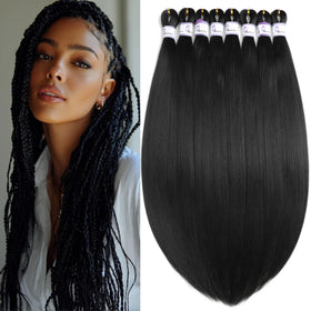 Kossys pre-stretched 26-inch braiding hair front view for full-head styles