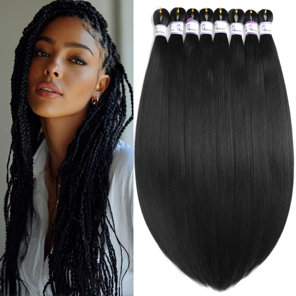 Kossys pre-stretched 26-inch braiding hair front view for full-head styles
