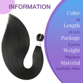 Kossys pre-stretched 26-inch braiding hair side view for quick install