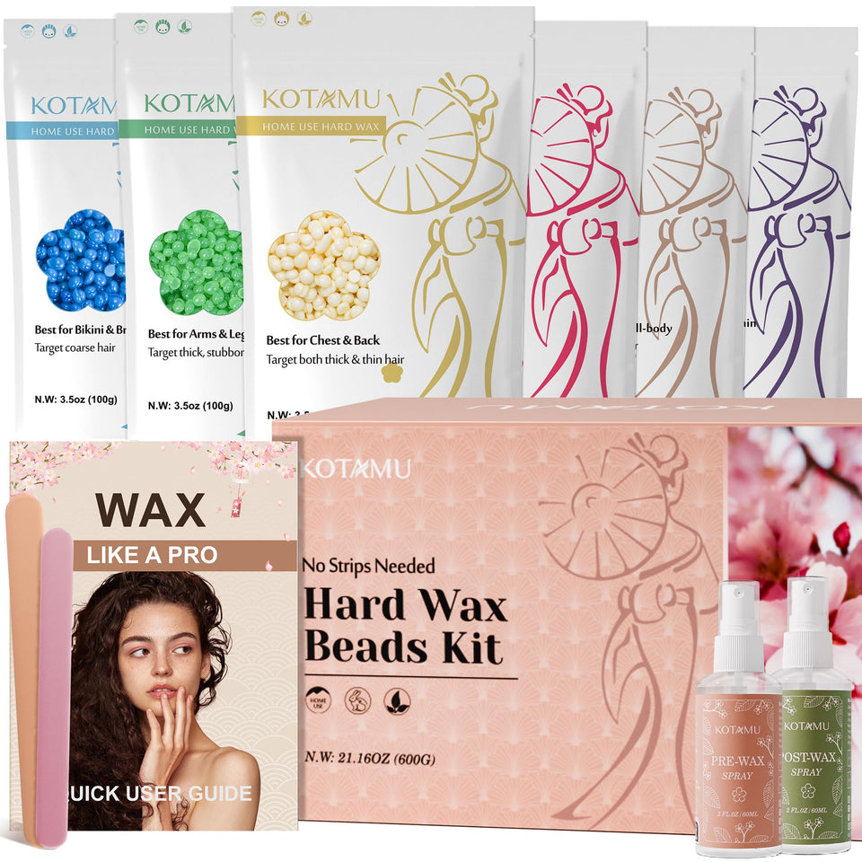 KOTAMU hard wax beads 6-pack for easy, stripless waxing at home