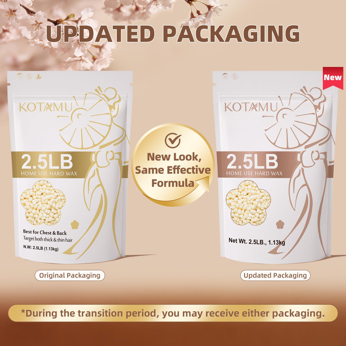 KOTAMU hard wax beads for full-body waxing, smooth results over weeks
