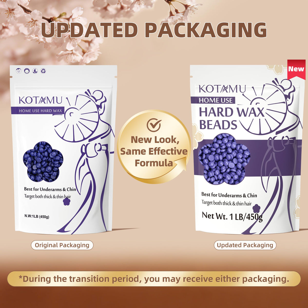 KOTAMU hard wax beads ready to melt for quick, efficient hair removal.
