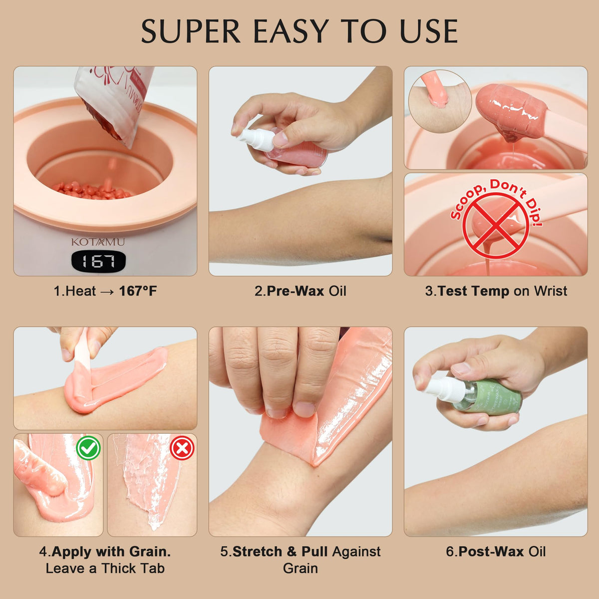 KOTAMU waxing applicators and spatulas for clean, even application