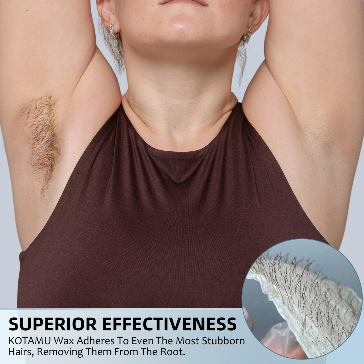 KOTAMU sensitive‑skin formula reduces redness for comfortable waxing.