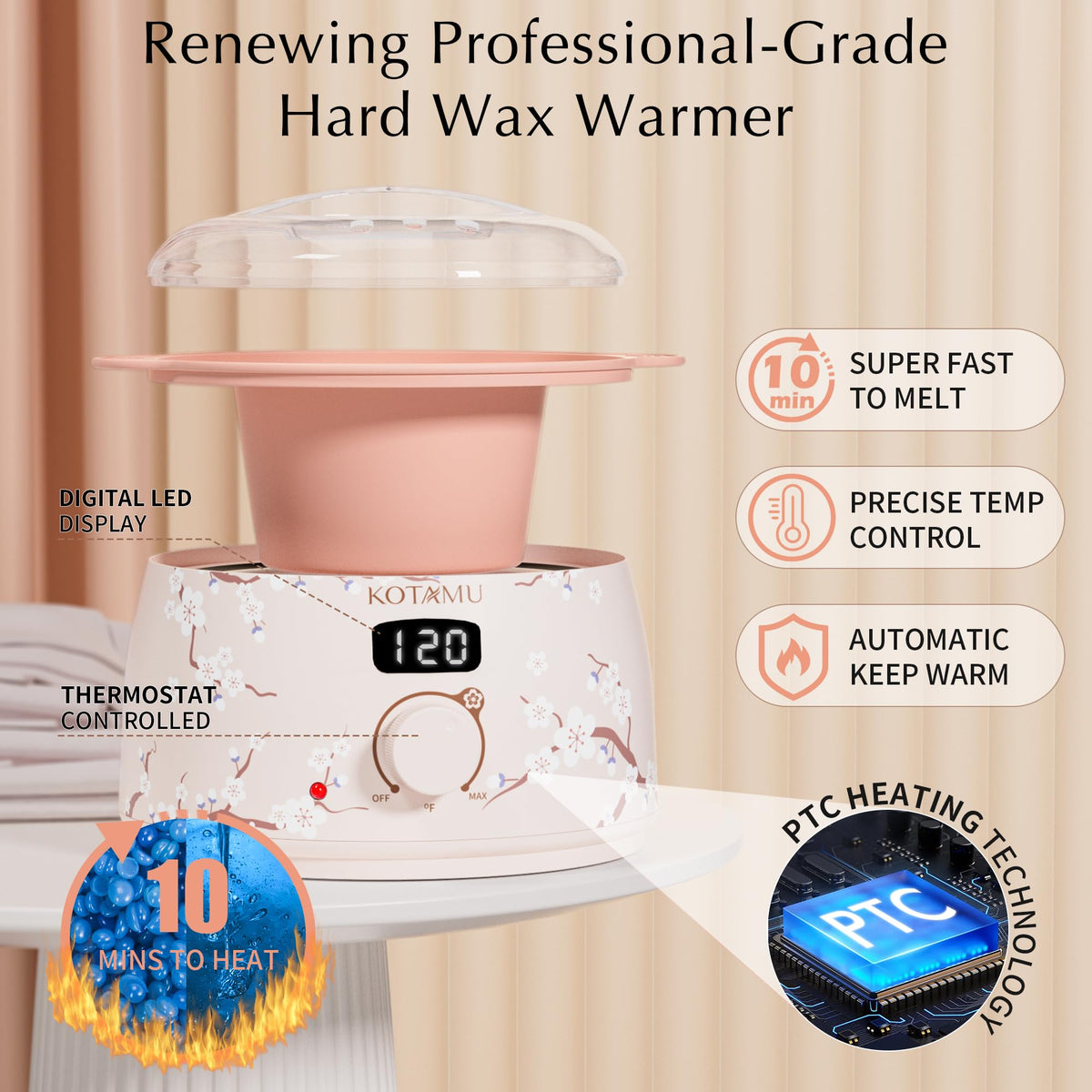 KOTAMU silicone wax pot enables easy cleanup after waxing sessions.