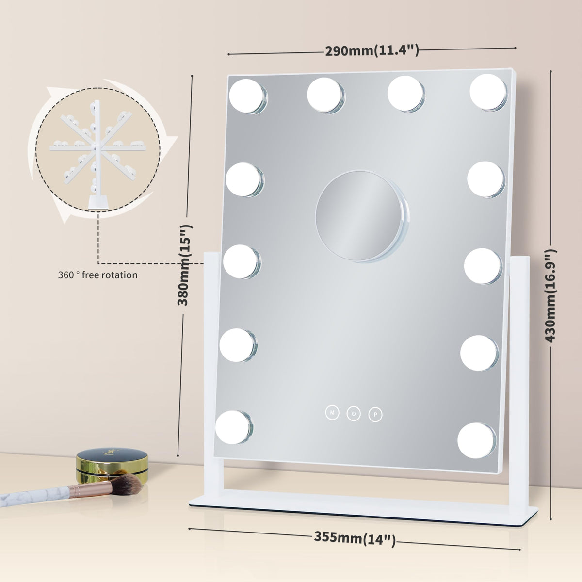 Kotdning vanity mirror compact, elegant design fits small dressing spaces.