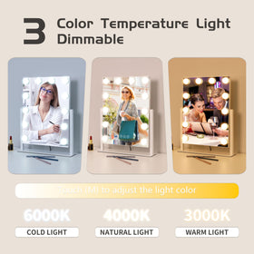 Kotdning vanity mirror detachable 10x magnification aids precise mascara and eyeliner application.