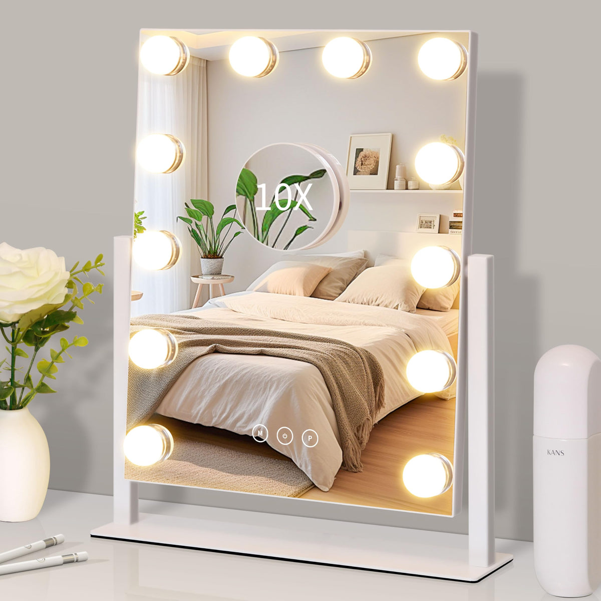 Kotdning vanity mirror with lights featuring 12 dimmable bulbs for tailored makeup illumination.